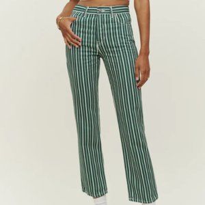 Reformation Cynthia Striped High Rise Straight Jeans (Cropped), Size 25
